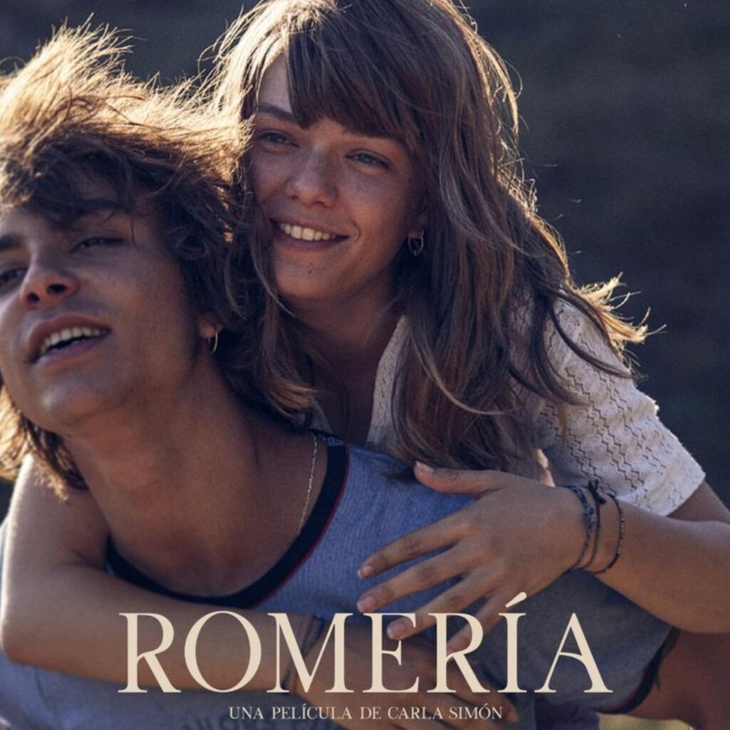 Cartel de película Romería, proyección en teatro.