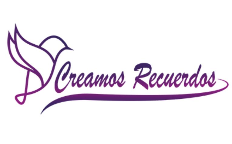 Logotipo con paloma violeta y texto creativo.