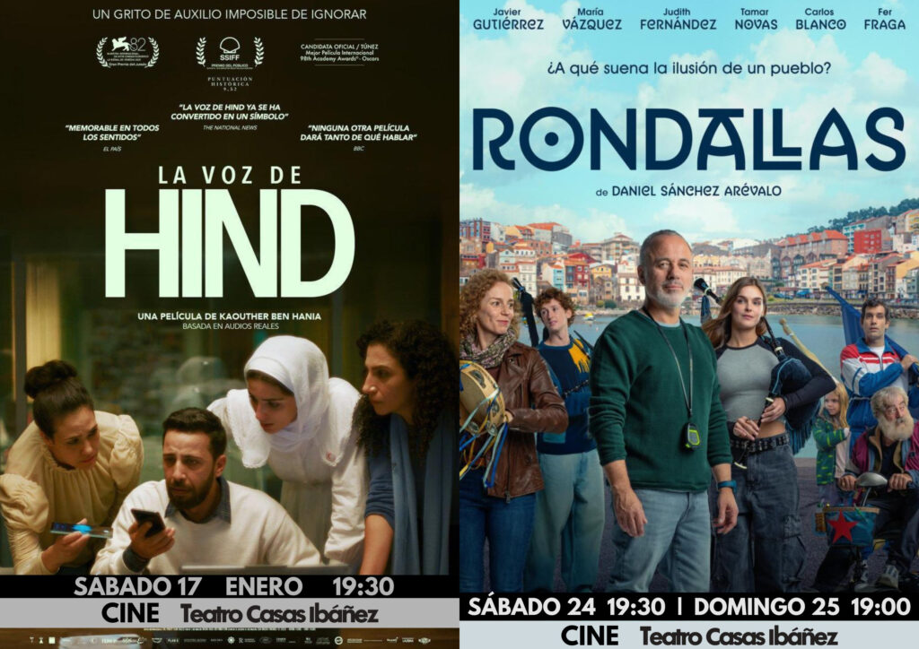 Posters de películas La Voz de Hind y Rondallas.