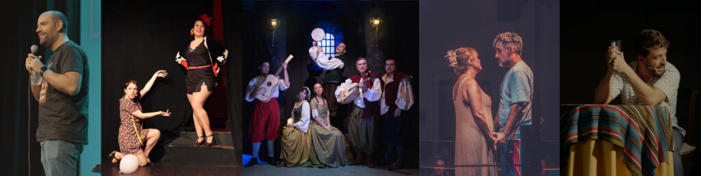 Diversas escenas de teatro y comedia en escenario