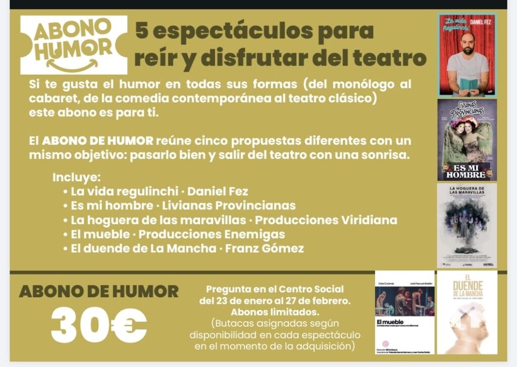 Abono de humor: cinco espectáculos diferentes de teatro.