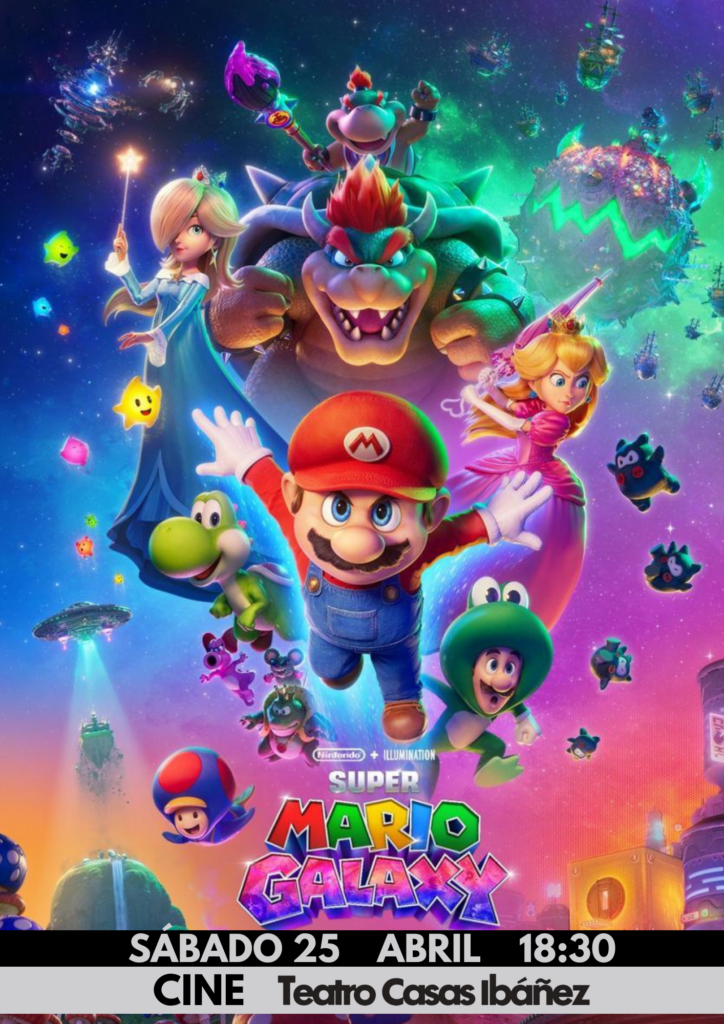 Personajes de Super Mario Galaxy en el espacio