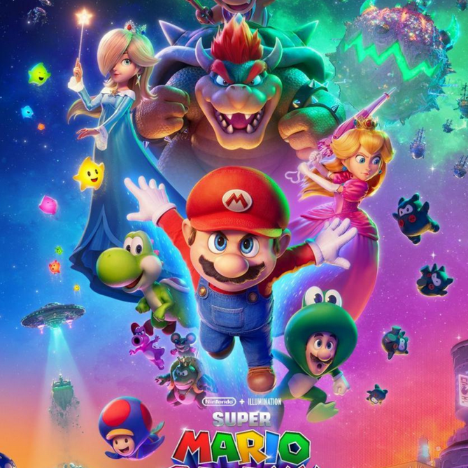 Personajes de Super Mario en el espacio