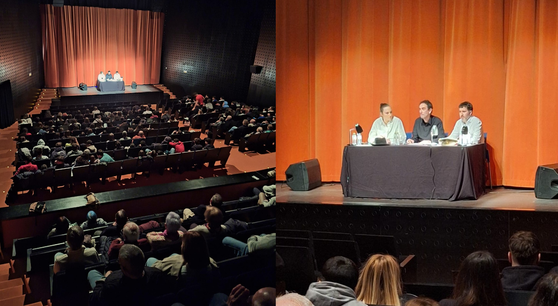 Conferencia en un auditorio con panel de expertos