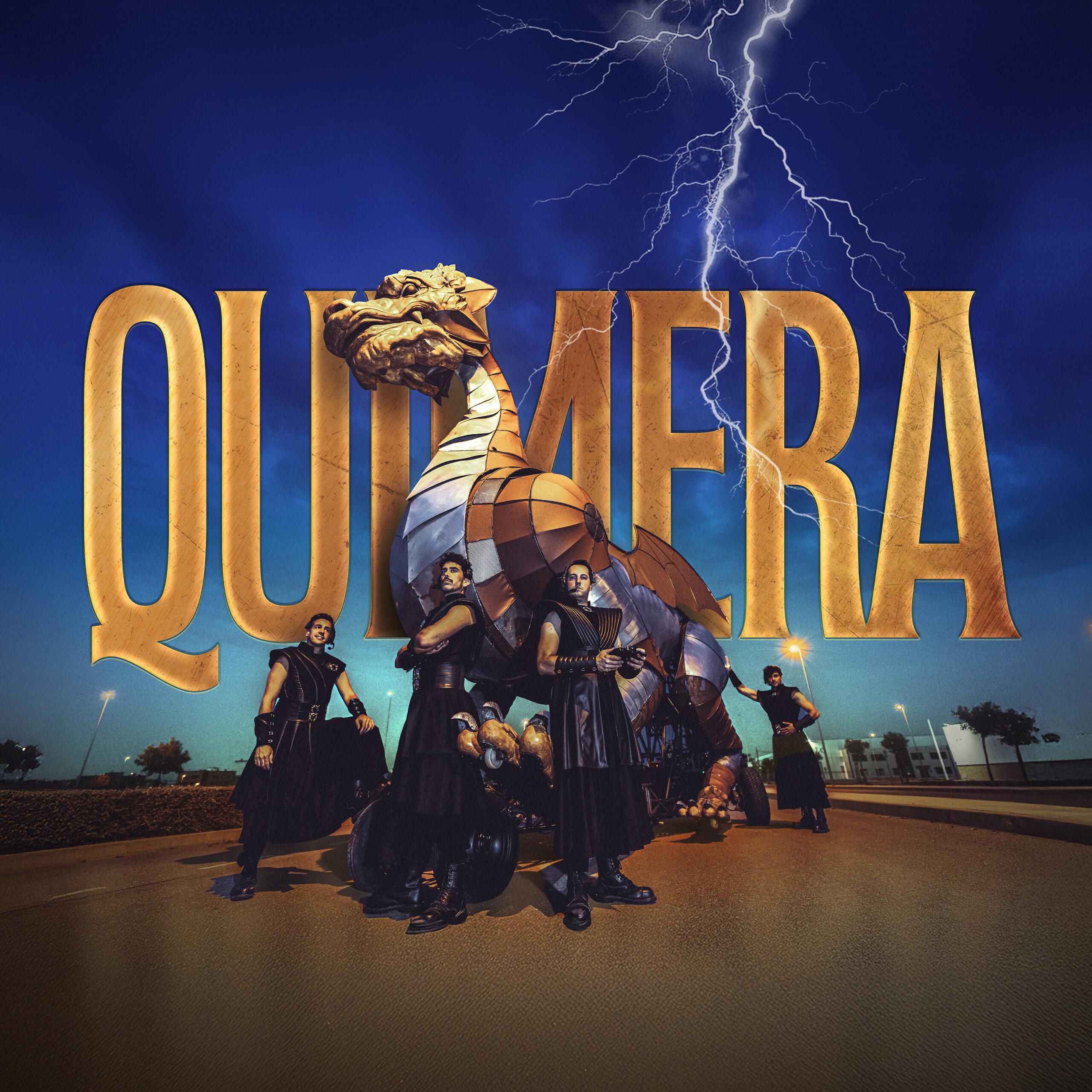 Espectáculo Quimera con dragón y relámpagos nocturnos