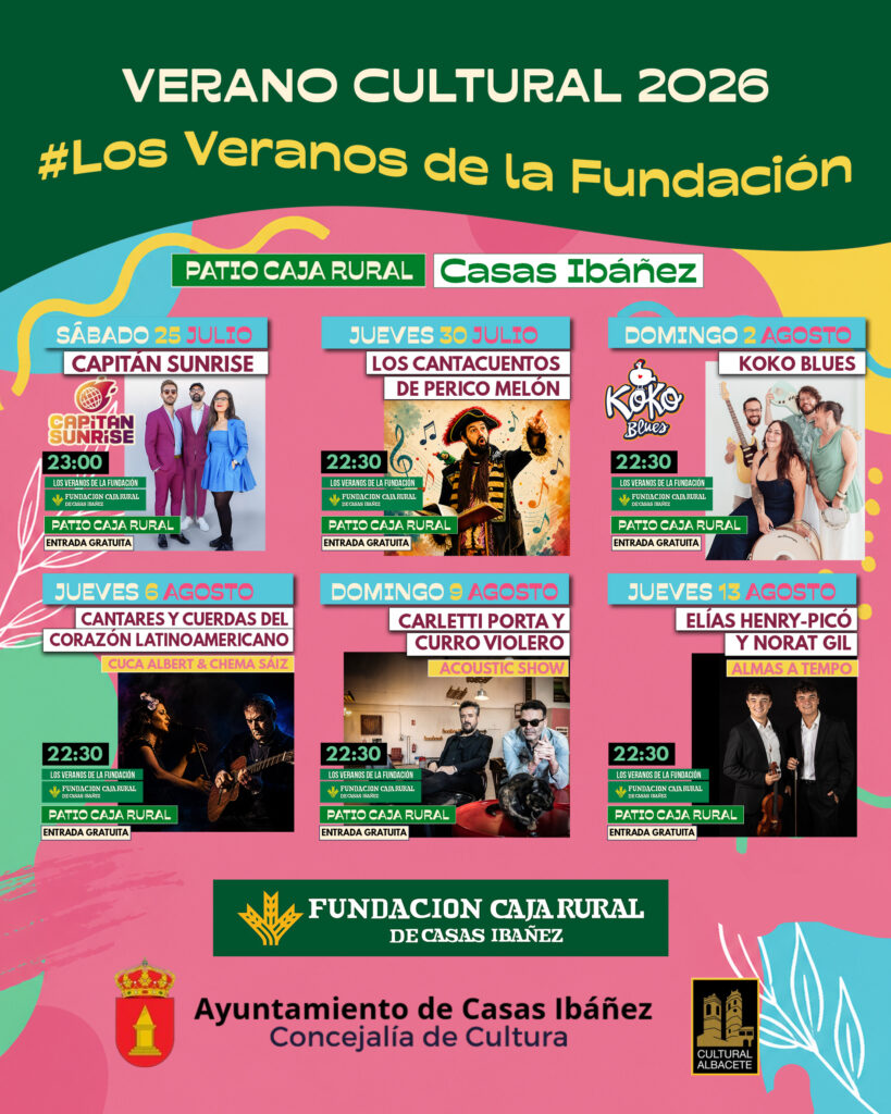 Cartel Verano Cultural 2026 en Casas Ibáñez