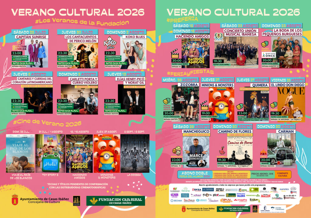 Cartel Verano Cultural 2026 Casas Ibáñez