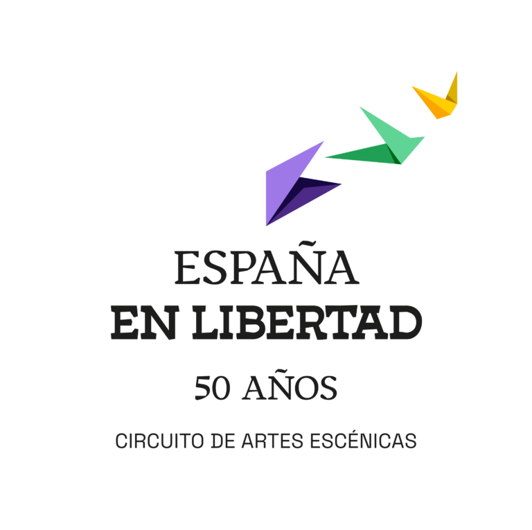 Logotipo España en Libertad, 50 años, con aves de origami