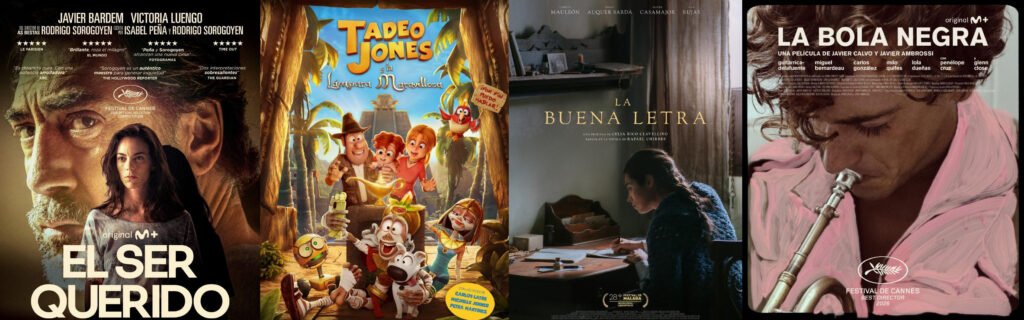 Collage de cuatro carteles de películas españolas