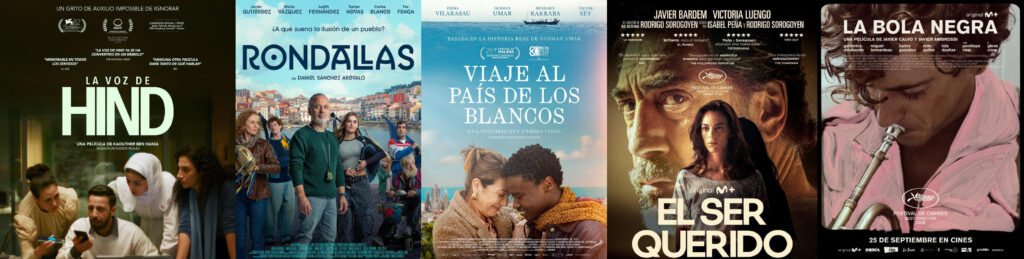 Collage de cuatro carteles de películas en español